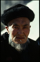 Afghanistan, General, Head and shoulders portrait of Kirghiz man.