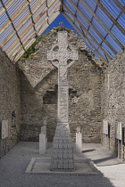 Ireland, County Kildare, Moone High Cross dating from the 8th century but which lay buried and undiscovered until 1835 before being restored.