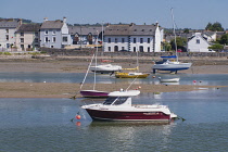 Ireland, County Waterford, Dungarvan, boats at Dungarvan Harbour at low tide.