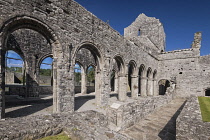 Ireland, County Roscommon, Boyle, The Cloister of Boyle Abbey which was founded in 1161 by Cistercian monks.