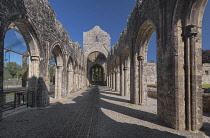 Ireland, County Roscommon, Boyle, Boyle Abbey which was founded in 1161 by Cistercian monks, the 21st century conserved North Aisle, Nave and Cloister.