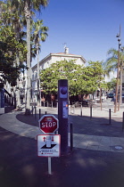 France, Provence-Alps, Cote d'Azur, Antibes Juan-les-Pins, Traffic control rising bollard.