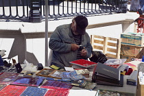 France, Provence-Alps, Cote d'Azur, Antibes, Brocante or 2nd hand market in Place Nationale.