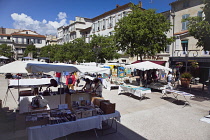 France, Provence-Alps, Cote d'Azur, Antibes, Brocante or 2nd hand market in Place Nationale.