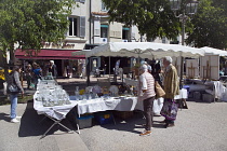 France, Provence-Alps, Cote d'Azur, Antibes, Brocante or 2nd hand market in Place Nationale.