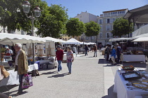 France, Provence-Alps, Cote d'Azur, Antibes, Brocante or 2nd hand market in Place Nationale.