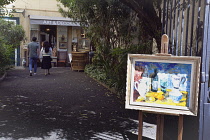 France, Provence-Alps, Cote d'Azur, Antibes, Art and Antiques store in the old town.