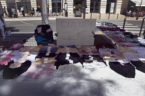 France, Provence-Alps, Cote d'Azur, Antibes, Clothing market in Place de General de Gaulle.