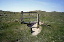 Scotland, Outer Hebrides, Isle of Lewis, Gateway showing pathway erosion.