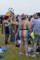 England, Hampshire, Portsmouth, Crowds gathered on the seafront lawns for Pride Celebrations, 10th June 2023.