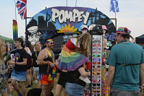 England, Hampshire, Portsmouth, Crowds gathered on the seafront lawns for Pride Celebrations, 10th June 2023.