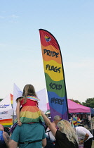 England, Hampshire, Portsmouth, Crowds gathered on the seafront lawns for Pride Celebrations, 10th June 2023.