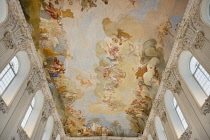 Germany, Bavaria,  Munich, Schleissheim Palace, The Neues Schloss or New Castle, the Large Hall, ceiling painting by the Venetian Jacopo Amigoni.