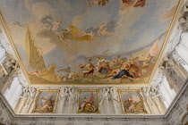 Germany, Bavaria,  Munich, Schleissheim Palace, The Neues Schloss or New Castle, The Victory Hall's frescoed ceiling celebrating Elector Max Emanuel's victory over the Turks.