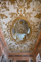 Germany, Bavaria,  Munich, Schleissheim Palace, The Neues Schloss or New Castle, Electress's Apartment, Chamber Chapel, Ceiling with elegant stucco work decoration.