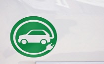 Transport, Road, Car, Green sign for electric charging point.