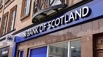 Finance, Banks, Money, Exterior of Bank of Scotland branch in high street.
