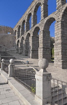 Spain, Castile and Leon, Segovia, Aqueduct of Segovia, a Roman aqueduct with 167 arches built around the first century AD to channel water from springs in the mountains 17 kilometres away to the city'...