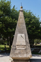 Spain, Balearic Islands, Majorca, Palma de Mallorca, Old Town. Reloj de Sol, sunclock or sundial in the Parc de Sa Feixina.