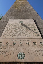 Spain, Balearic Islands, Majorca, Palma de Mallorca, Old Town. Reloj de Sol, sunclock or sundial in the Parc de Sa Feixina.