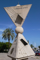 Spain, Balearic Islands, Majorca, Palma de Mallorca, Old Town. Reloj de Sol, sunclock or sundial in Plaza Santo Domingo de la Calzada.