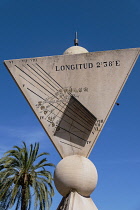 Spain, Balearic Islands, Majorca, Palma de Mallorca, Old Town. Reloj de Sol, sunclock or sundial in Plaza Santo Domingo de la Calzada.