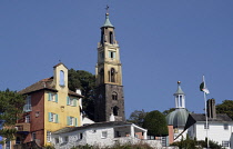 Wales, Gwynedd, Portmeirion, Italianate resort village designed and constructed by Sir Clough Williiams-Ellis between 1925 and 1975 and used as the film set for The Prisoner.