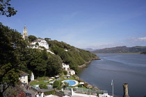 Wales, Gwynedd, Portmeirion, Italianate resort village designed and constructed by Sir Clough Williiams-Ellis between 1925 and 1975 and used as the film set for The Prisoner.