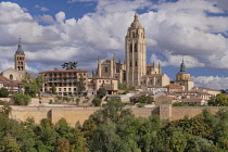 Spain, Castile, Segovia, Segovia Cathedral is a Gothic-style Roman Catholic cathedral located in the Plaza Mayor of the city, dedicated to the Virgin Mary, it was built in the Flamboyant Gothic style...