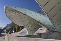 Austria, Tyrol, Innsbruck, Hungerburgbahn funicular station designed by Zaha Hadid and opened in 2007.