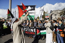 England, London, Trafalgar Square, Pro Palestine protesters march, 15 October 2023.