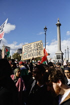 England, London, Trafalgar Square, Pro Palestine protesters march, 15 October 2023.