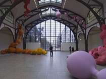 Germany, Berlin, Hamburger Bahnhof former railway station now acontemporary art museum, the Museum für Gegenwart. Installation by Eva Fàbregas, Devouring Lovers.