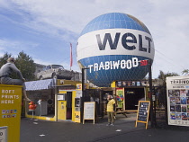 Germany, Berlin, Mitte, Exterior of Trabi World on Zimmerstrasse offering city tours in old Trabant 2 stroke cars.