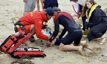 England, East Sussex, Camber Sands, Volunteers taking part in combined services rescue and recovery operation involving the emergency services. 28th September 2023.