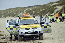 England, East Sussex, Camber Sands, Volunteers taking part in combined services rescue and recovery operation involving the emergency services. 28th September 2023.