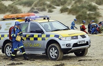 England, East Sussex, Camber Sands, Volunteers taking part in combined services rescue and recovery operation involving the emergency services. 28th September 2023.