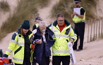 England, East Sussex, Camber Sands, Volunteers taking part in combined services rescue and recovery operation involving the emergency services. 28th September 2023.