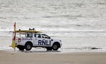 England, East Sussex, Camber Sands, Volunteers taking part in combined services rescue and recovery operation involving the emergency services. 28th September 2023.