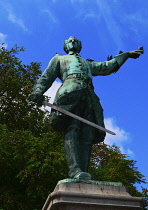 Sweden, Stockholm, The King's Gardens with statue of Charles XII pointing towards Russia.