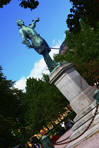 Sweden, Stockholm, The King's Gardens with statue of Charles XII pointing towards Russia.