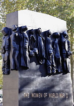 England, London, Whitehall, monument to the women of world war 2 national war memorial near the cenotaph by John W. Mills,