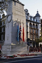 England, London, Whitehall, The Cenotaph, Armistice day ceremony 11th November 2023.