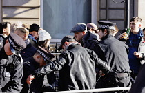 England, London, Whitehall, Police stop and search suspected right wing supporters under section 60 criminal justice and public order act.