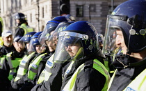 England, London, Parliament Square, Riot police and public order police.