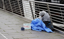 England, London, Golden Jubilee Bridge, Embankment, Villers Street South Bank near the London Eye.