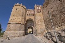 Spain, Castile, Segovia, Puerta de San Andrés or St Andrew's Gate, part of the city's medieval defensive fortifications.