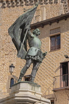 Spain, Castile, Segovia, Statue of Juan Bravo a leader of the rebel Comuneros in the Castilian Revolt of the Comuneros 1520.