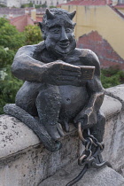 Spain, Castile, Segovia, the controversial Selfie Devil statue by José Antonio Abella.