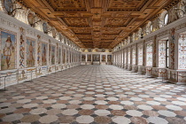 Austria, Innsbruck, Schloss Ambras which is a 16th century Renaissance castle, The Spanish Hall adorned with 27 full-length portraits of the rulers of Tyrol.